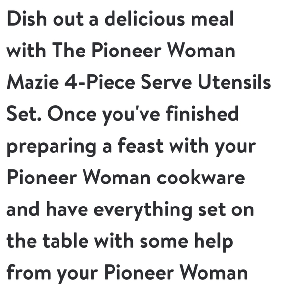 ❤️ New Pioneer Woman Mazie 4-Piece Serve Utensils Set - Picture 2 of 6